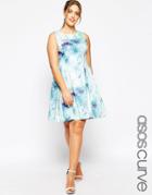 Asos Curve Peony Print Paneled Mini Prom Dress - Multi