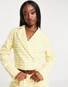 Unique21 Tweed Cropped Blazer In Yellow - Part Of A Set