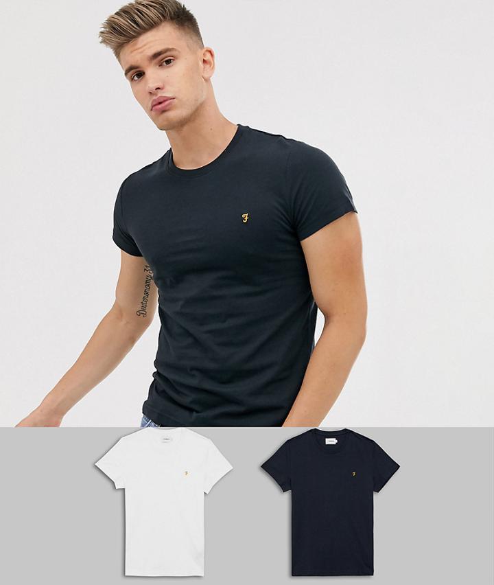 Farah Farris Twin Pack T-shirts In White/black