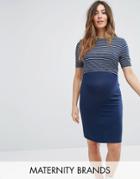 New Look Maternity Nursing Stripe Double Layer Dress - Blue