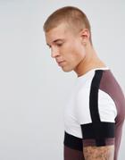 Asos Muscle T-shirt With Color Block In Burgundy - Red