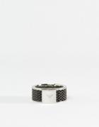 Emporio Armani Chain Ring In Gunmetal & Silver - Silver
