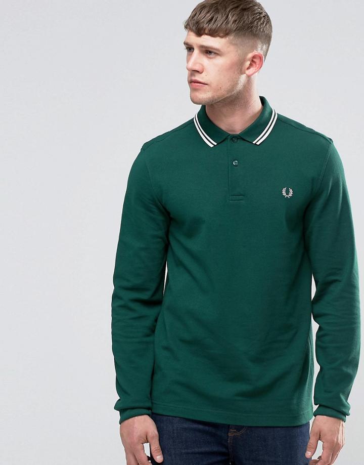 Fred Perry Polo Shirt With Long Sleeves In Ivy - Green