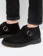 Religion Leather Creeper Monk Boots - Black
