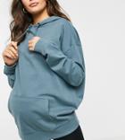 Asos Design Maternity Organic Cotton Super Oversized Boyfriend Hoodie In Dolphin Gray-grey