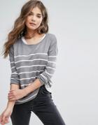 Brave Soul Stripe Sweater - Gray