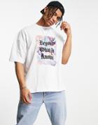 Topman Extreme Oversized T-shirt With Floral Box Print In White