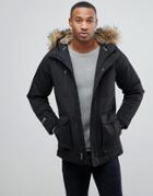 Hollister Padded Parka With Faux Fur Hood In Black - Black