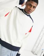 Asos Design Knitted Turtle Neck Color Block Sweater In White