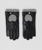 Asos Design Leather & Knit Gloves With Touch Screen - Black