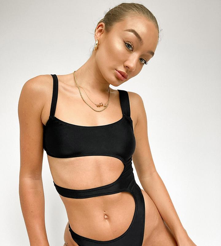 Candypants Exclusive Barely There Asymmetric Cutout Swimsuit In Black