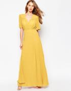 Asos Maxi Dress With Stitch Shoulder Detail - Yellow $46.50