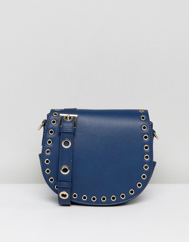 Marc B Across Body Satchel With Rivit Detailing - Navy