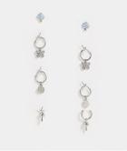 Asos Design 4 Pack Mixed Hoop Earring Set With Mushroom And Butterfly Design-multi