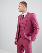 Asos Design Skinny Suit Jacket In Berry Pink-red