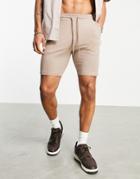 Asos Design Skinny Jersey Shorts In Brown - Part Of A Set