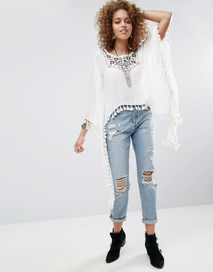 Raga Sedona Maxi Flared Sleeve Top - White
