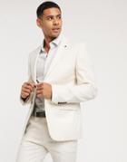 Avail London Skinny Fit Linen Suit Jacket In Stone-white