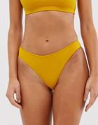 Monki High Cut Bikini Bottoms In Deep Yellow-orange