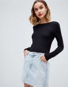 Stradivarius Long Sleeve Basic Jersey Top - Blue