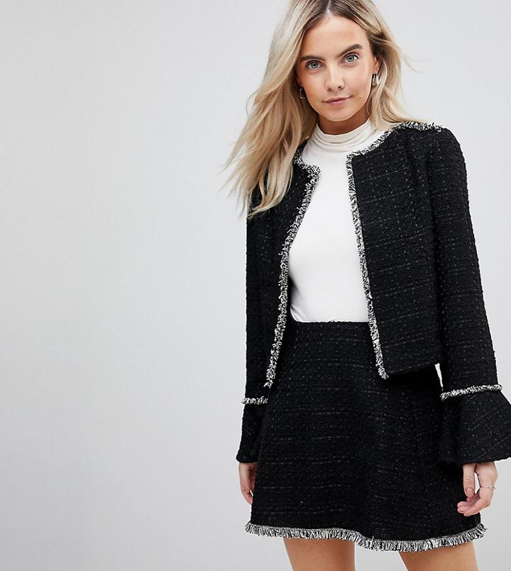 Vero Moda Petite Jacket With Fluted Sleeve - Black