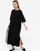 Monki Kenny Organic Cotton Midi T-shirt Dress In Black