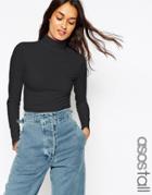 Asos Tall Top With Long Sleeves And Turtleneck - Black