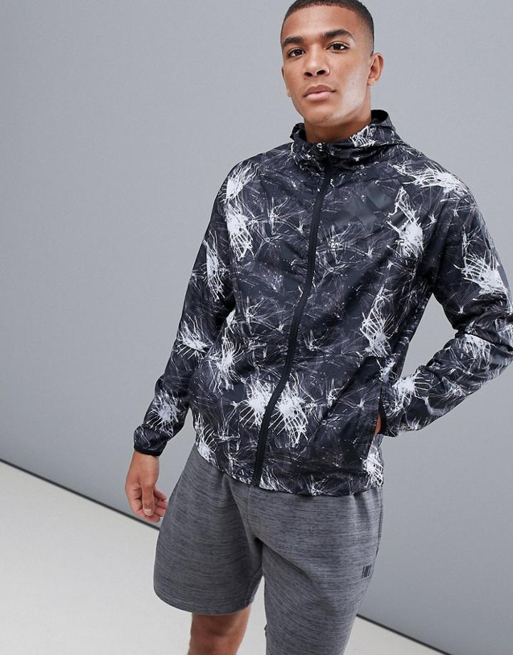 First Running Jacket With All Over Print-black