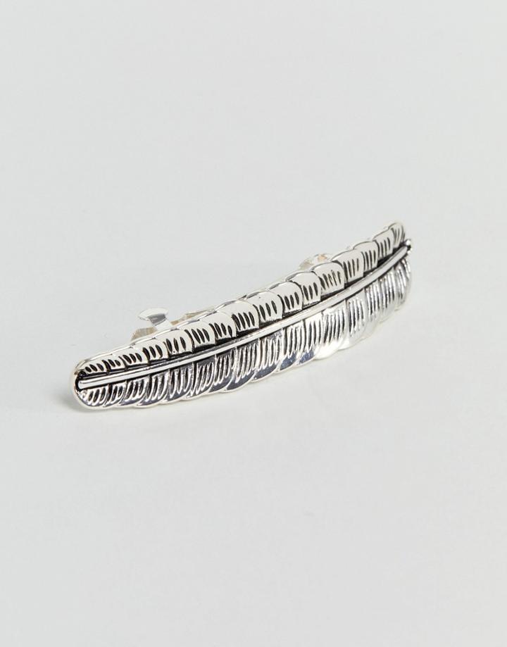 Asos Leaf Barette Hair Clip - Silver