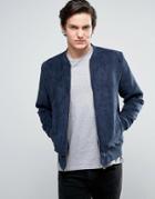 Jack & Jones Originals Faux Suede Bomber Jacket - Navy