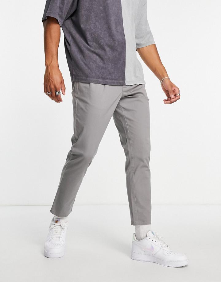 Asos Design Cigarette Fit Chinos In Gray-grey