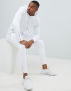 Asos Design Tracksuit Hoodie/skinny Sweatpants With Rose Gold Zips In White - White