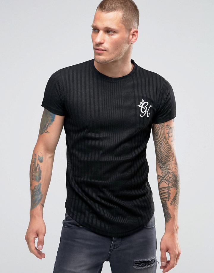 Gym King Ribbed Logo T-shirt In Muscle Fit - Black