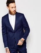 Asos Slim Suit Jacket In Geo Design - Navy