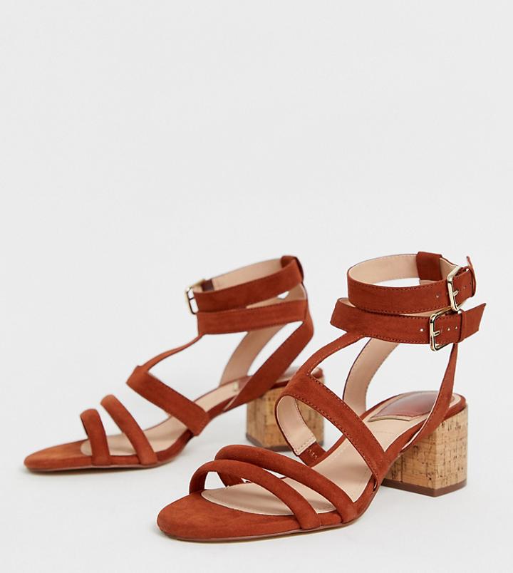 Stradivarius Multi Strap Block Heel Sandals In Tan - Tan