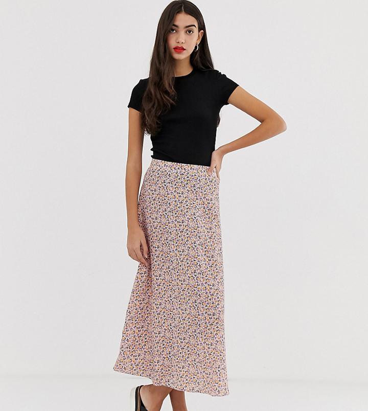 New Look Tall Ditsy Floral Midi Skirt In Multi - Purple