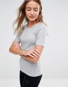 Brave Soul Rib T-shirt - Silver Gray Marl