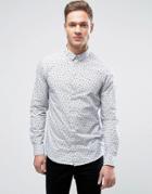 Casual Friday Shirt With Stripe And Feather Print In Slim Fit - White