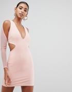 In The Style Sarah Ashcroft Mesh Sleeve Mini Dress - Pink