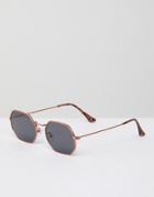 Jeepers Peepers Hexagonal Sunglasses In Gold - Gold