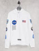 Asos Design Hoodie With Nasa Prints And Embroidery In White