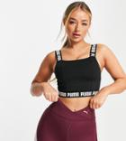Puma Training Strong Square Neck Crop Top In Black