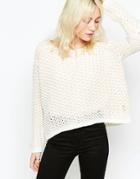 Only Fantasia Textured Sweater - Cloud Dancer With Pe