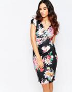 Jessica Wright Abigail Floral Pencil Dress With Ruched Waist - Multi