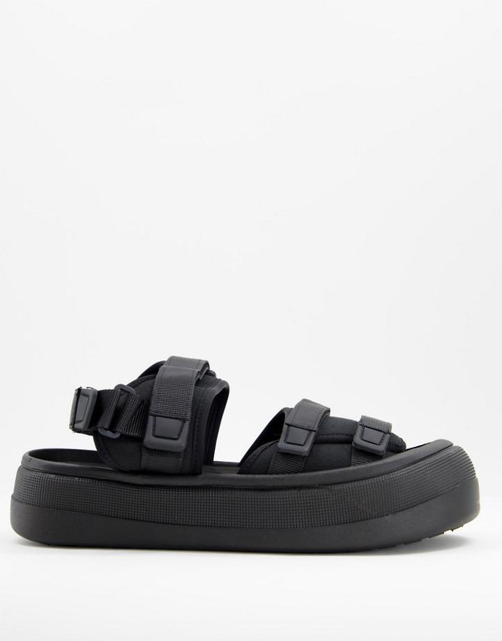Asos Design Tech Sandals In Black With Chunky Sole