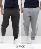 Asos Joggers 2 Pack Washed Black/ Gray Marl Save - Multi