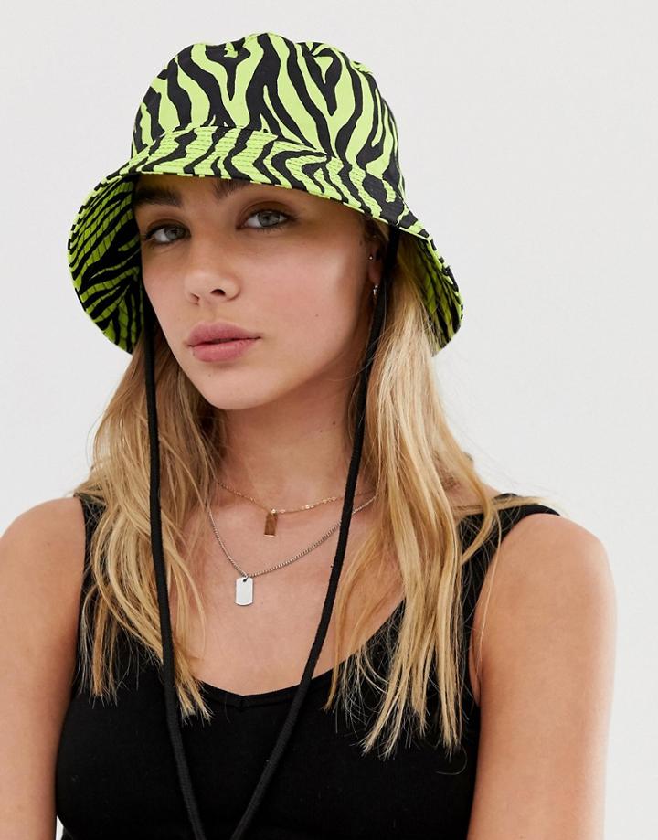 Asos Design Neon Zebra Bucket Hat - Multi