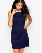 Sugarhill Boutique Chloe Collar Jacquard Dress - Navy