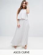 Asos Curve Embellished Strap Back Crop Top Maxi Dress - Gray
