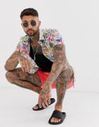 Asos Design Regular Fit Shirt With Burn Out Floral Print - White